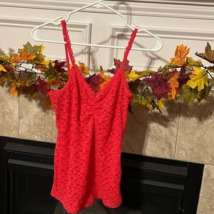 Sexy red lacy tank top
